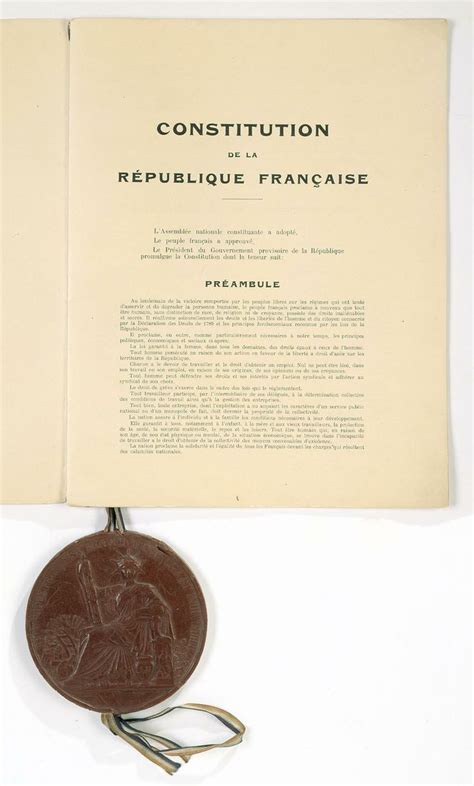 Préambule de la Constitution de 1946 Original scellé du sceau de la