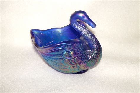 Imperial Glass 4 5 Blue Cobalt Carnival Glass Swan 147 Carnival