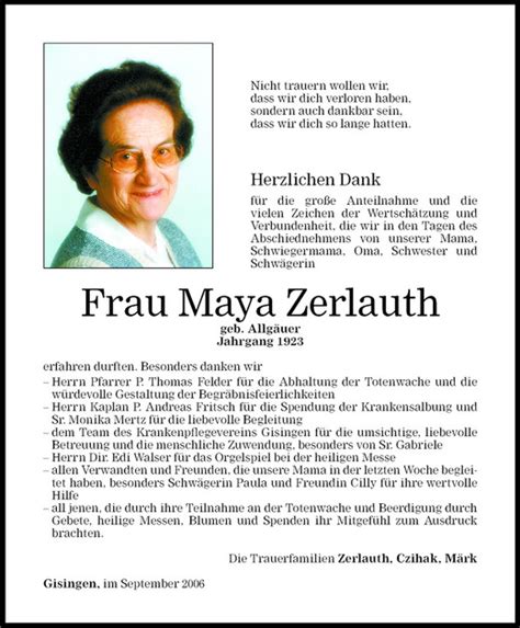 Todesanzeigen Von Maya Zerlauth Todesanzeigen Vorarlberger Nachrichten