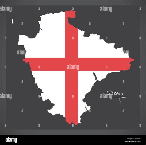 Devon map England UK with English national flag illustration Stock ...