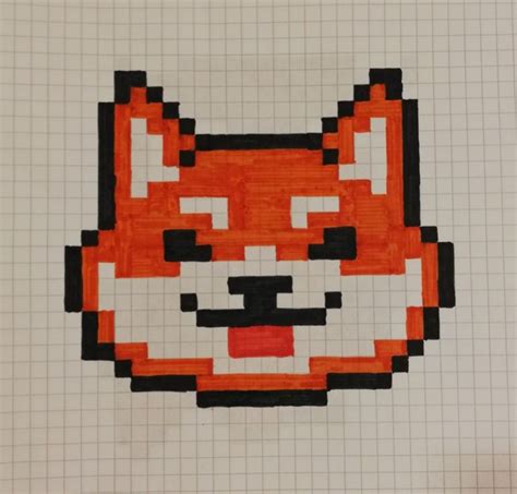 Minecraft Fox Pixel Art Grid