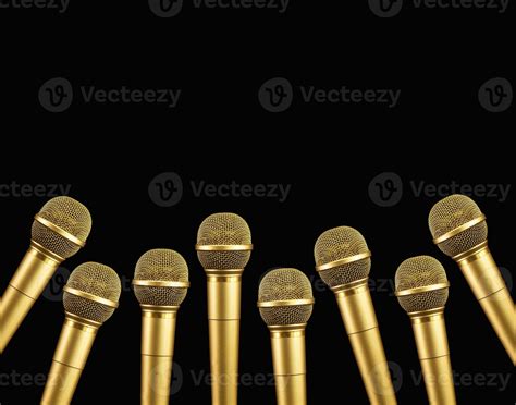 Golden Microphone on black background. Singing Championships concept 3269714 Stock Photo at Vecteezy