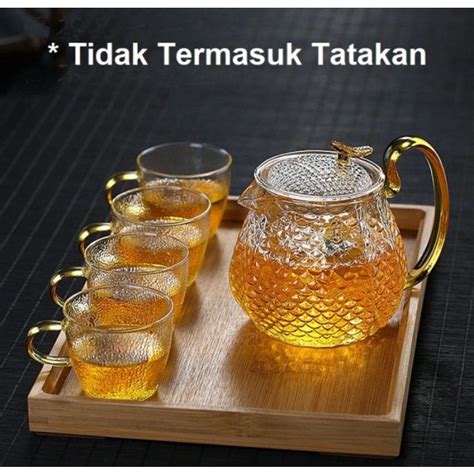 Jual Teko Pitcher Teh Chinese Teapot Maker Glass 600 Ml With 4 Glass