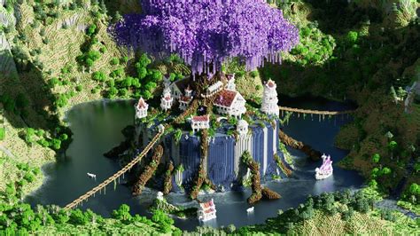 Minecraft Timelapse Elven Town Elora Tree Of Amethyst Survival