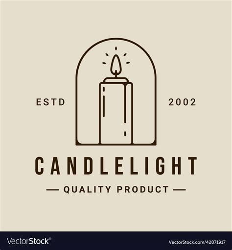 Candle Logo Line Art Simple Minimalist Template Vector Image