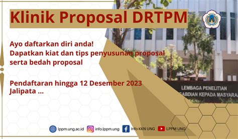 Pemberitahuan Kegiatan Klinik Proposal Drtpm