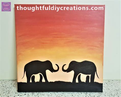 Elephant Sunset Painted Canvas - thoughtfuldiycreations D.I.Y. Canvas.