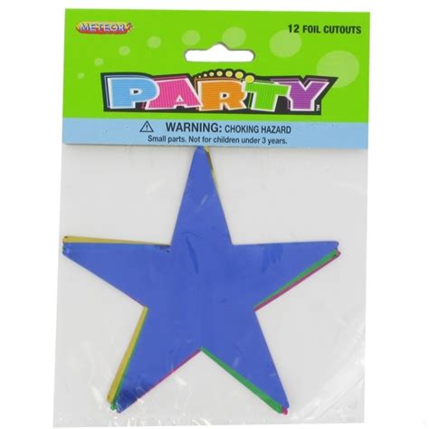 Foil Cutout Stars Assorted Colours Pk12 Meteor