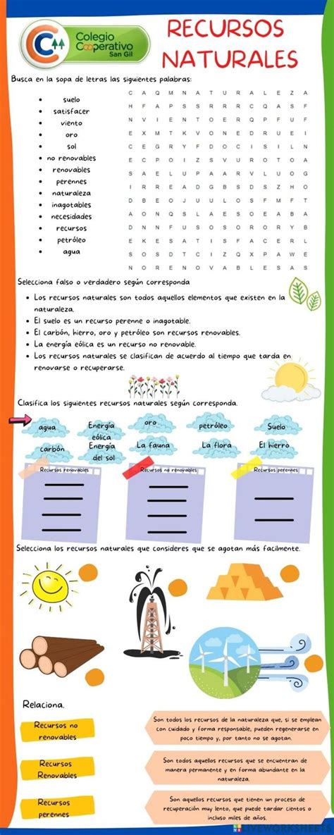 Recursos Naturales Interactive Exercise For Tercero Tipos De Recursos