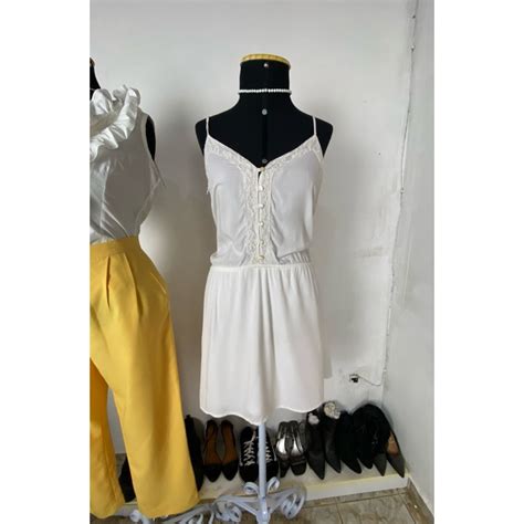 Vestido Curto Alcinha Branco Shopee Brasil