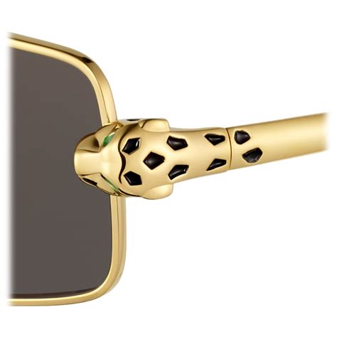 Cartier Rectangular Gold Grey Lenses Panth Re De Cartier