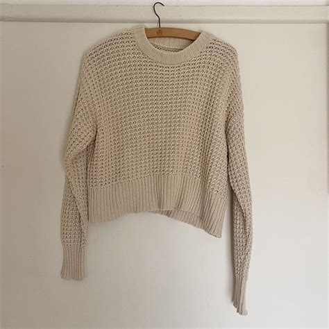 Nude Lucy Cropped Knit Jumper Beige Tag Xs Depop