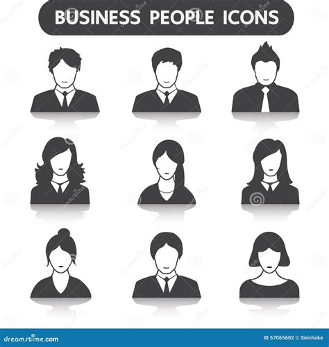 Male And Female Business People Icon Set Stock Vector Illustration Of