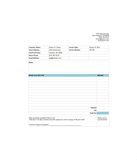 Free Sample Estimate Invoice Templates In Pdf Ms Word Bank Home