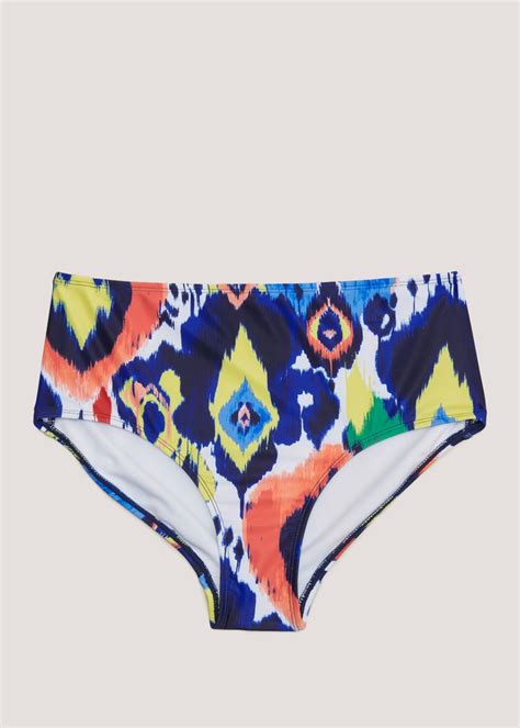 Multicoloured Print High Waisted Bikini Bottoms Matalan