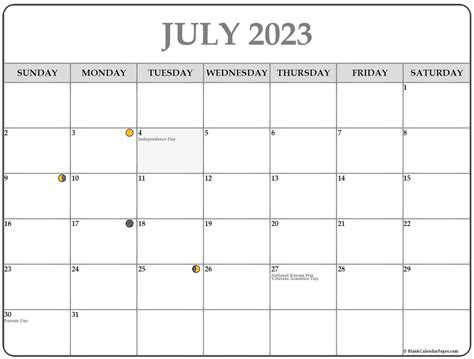 July 2023 Calendar With Moon Phases - Get Latest Map Update