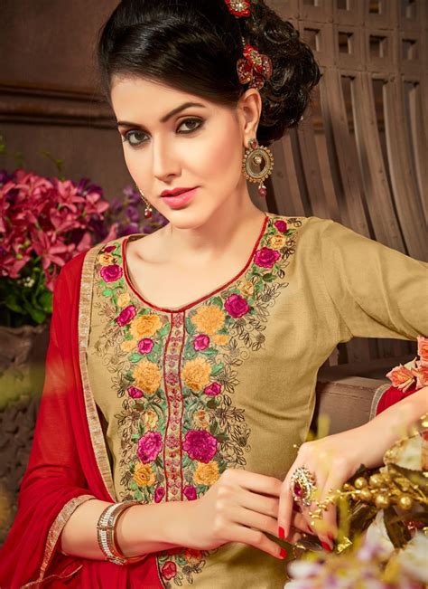 Buy Cotton Embroidered Work Churidar Designer Suit Online Canada