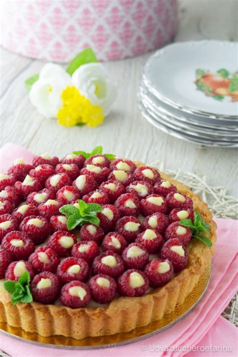 Crostata Con Crema Di Cioccolato Bianco E Lamponi Uovazuccheroefarina