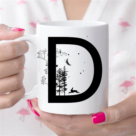 D Initial Monogram Coffee Mug More Letters Available Etsy