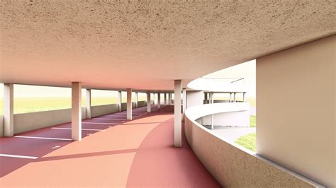 modernist interior shot concrete wall garage parking lot architecture