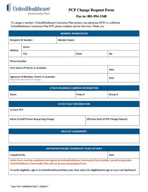 Unitedhealthcare Pcp Fill Online Printable Fillable Blank Pdffiller