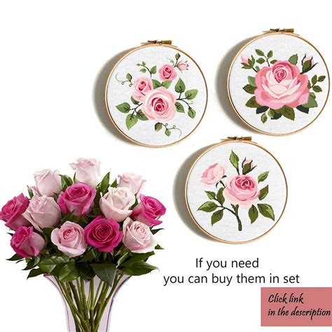 Rose Cross Stitch Pattern Modern Counted Cross Stitch Flower - Etsy