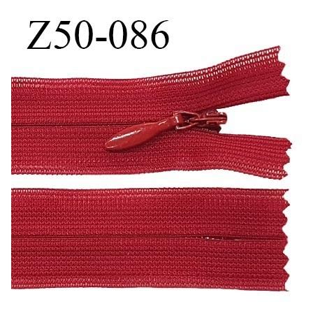 Fermeture zip 50 cm non séparable couleur rouge zip glissière nylon