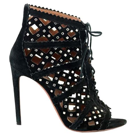 Azzedine Alaïa Studded Cutout Suede Sandals Eu 39 Uk 6 Us 9 For Sale At