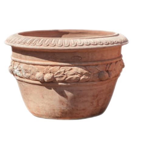 Große Vase mit Zitronenband Terracotta und Marmor