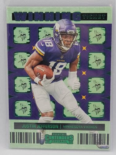 Justin Jefferson 2022 Contenders Winning Ticket Green Minnesota Vikings