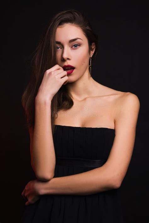 Man Seductively Looking At Woman In Lingerie Lying On Bed Honeymoon Stock Photo Image Of