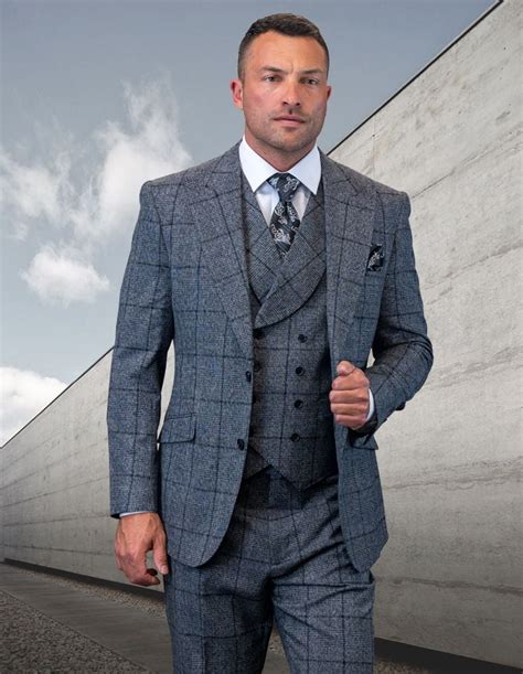 Statement Mens 100 Wool 3 Piece Suit Layered Textures