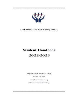 Fillable Online HandbookAMCS - Alief Montessori Community School Fax Email Print - pdfFiller