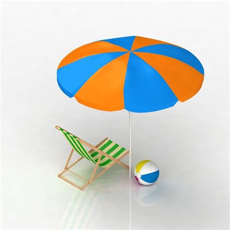 Beach Chair And Umbrella 3d Model 15 3ds Fbx Obj Max Free3d