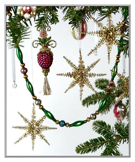 Christmas Shop Gold Sparkling Tinsel Star Ornaments D Blumchen