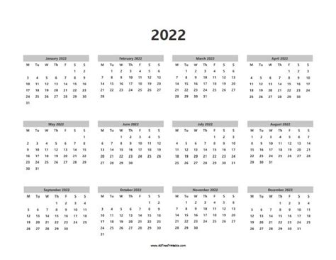 2022 Calendar – Free Printable