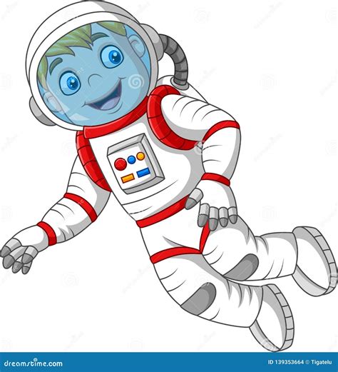 Astronauta Dos Desenhos Animados Isolado No Fundo Branco Ilustração do