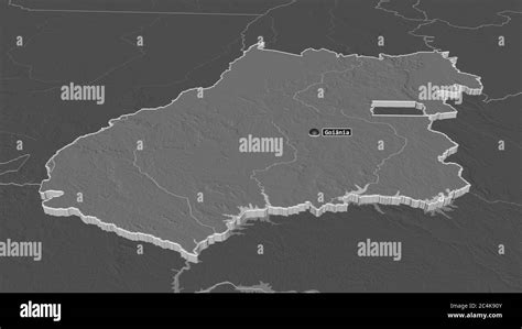 Zoom in on Goiás state of Brazil extruded Oblique perspective