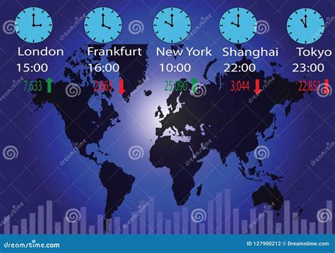 Global Stock Markets and Time Zones Stock Vector - Illustration of ...