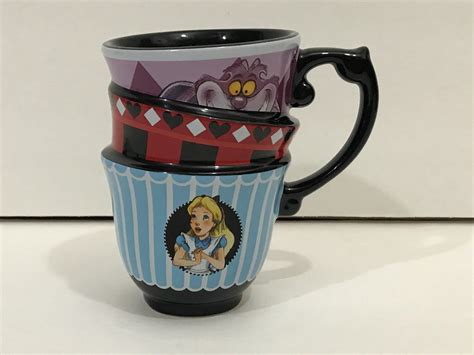 Disney Store Alice In Wonderland Triple Stacked Ceramic Tea Cup New