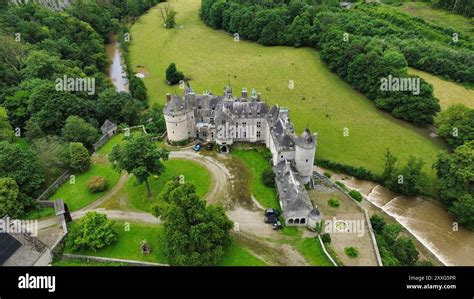 drone photo Walzin castle Belgium europe Stock Photo - Alamy