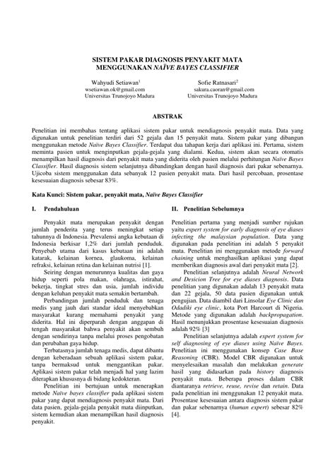 PDF SISTEM PAKAR DIAGNOSIS PENYAKIT MATA MENGGUNAKAN NAÏVE BAYES