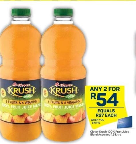 Clover Krush 100 Fruit Juice Blend Assorted 1 5litre Offer At Pick N Pay