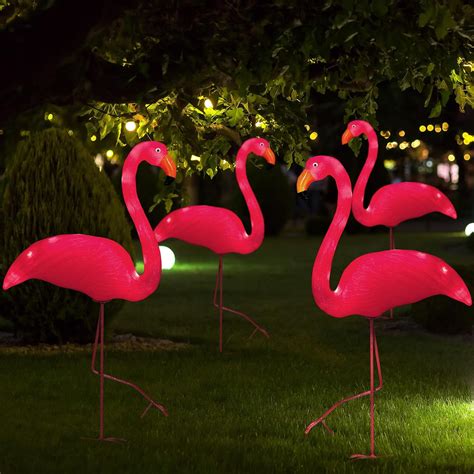 Amazon Rossesay 4 Pcs Solar Outdoor Flamingo Lights Flamingo