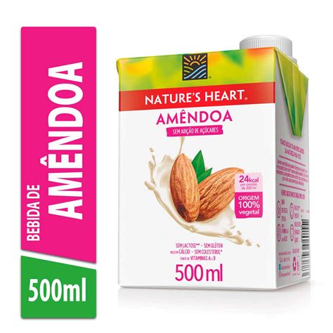 Bebida Vegetal Sabor Amêndoas Natures Heart 500ml Mambo Supermercado