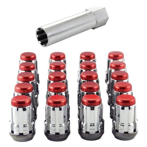 Mcgard® 65554rcc Chrome Silver With Red Cap Cone Seat Splinedrive Lug Wheel Installation Kit