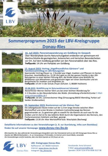 Sommerprogramm Der Lbv Kg Donau Ries Bayern News