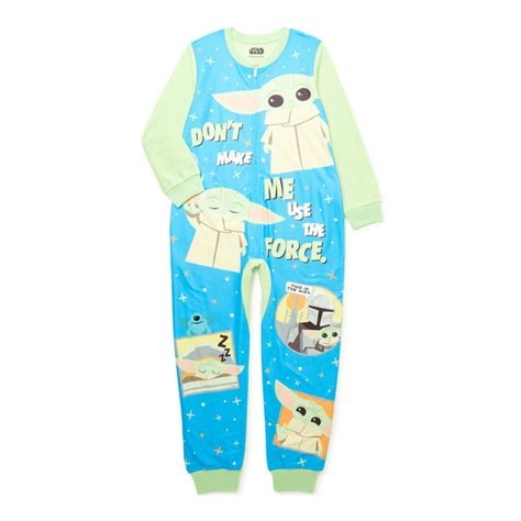 Star Wars Baby Yoda Boys Classic One Piece Union Suit Pajamas Sizes 4