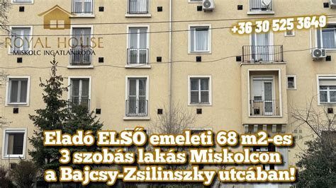 Eladó ELSŐ emeleti 68 m2 es 3 szobás lakás Miskolcon a Bajcsy