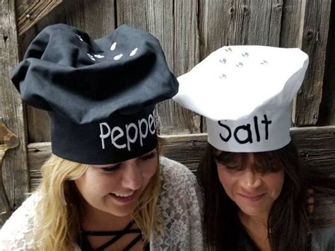 Matching Twin Halloween Costume Salt And Pepper Set Chef Hats That